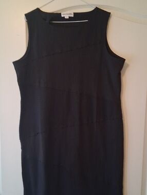 neon buddha Black Sleeveless Shift Dress with Diagonal Seams